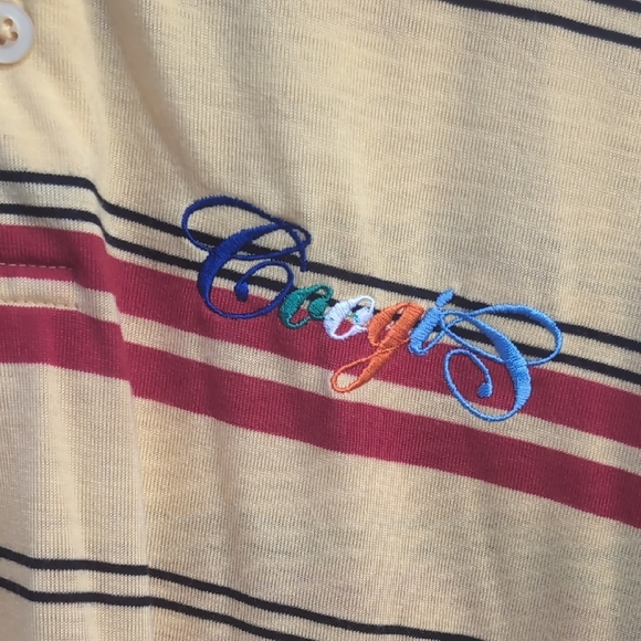 COOGI Yellow Long-Sleeve Striped Rugby Polo Yellow/Red/Black Men's Size 4X - Picture 3 of 6